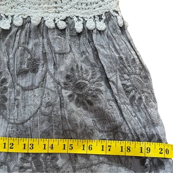 Cecico Crochet Boho Knit Triangle Floral Beach Cover Up Dress Gray White Medium - Picture 12 of 14